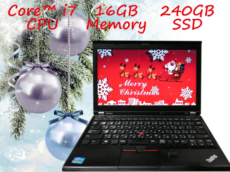 Lenovo ThinkPad X230 i7  16GB(新品SSD,大容量メモリ)  SSD(240GB)  12.5(1366×768)  BatteryTime(3h51m)  Keyboard Light Bluetoothマウス  Win10