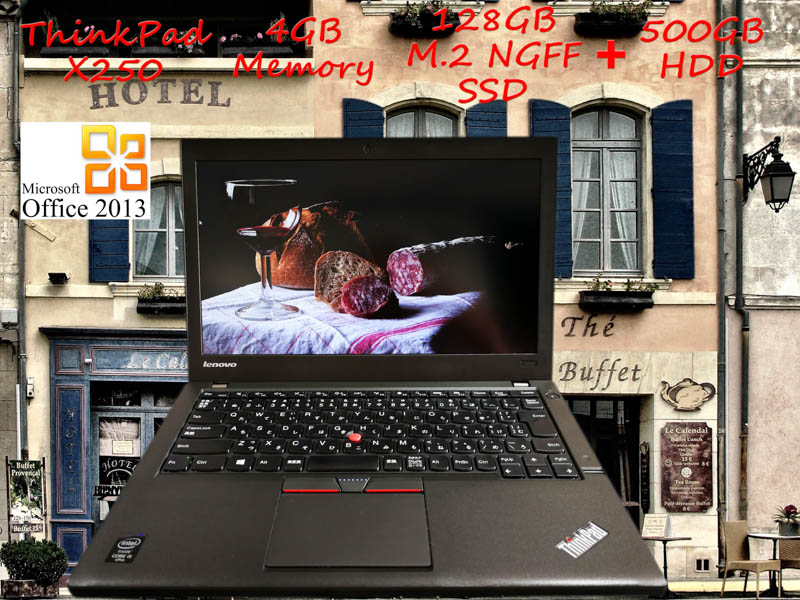 Lenovo ThinkPad X250 i5 4GB  SSD(M.2 120GB)+HDD(500GB) 12.5(1366×768)  TwinBatteryTime(7h30m) Win10 Office 2013