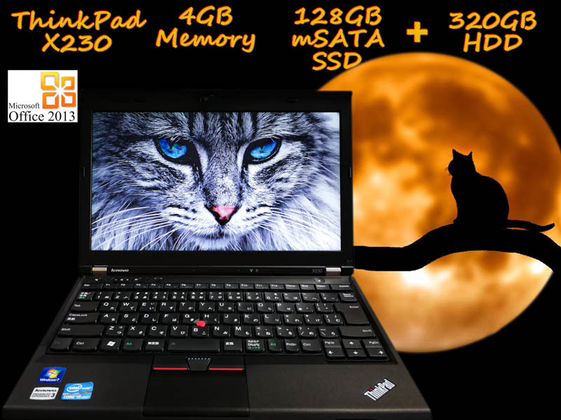 Lenovo ThinkPad X230 i5 4GB SSD(mSATA 128GB)+HDD(320GB) 画面(HD 12.5  1366×768) カメラ  KeyboardLight  BatteryTime(6h54m) Win10 Office 2013