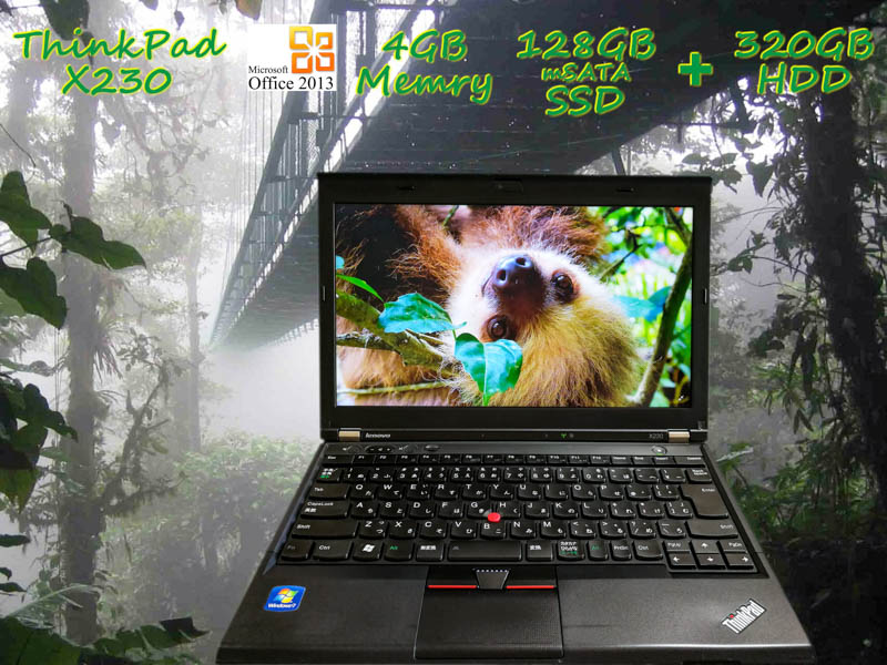 Lenovo ThinkPad X230 i5 4GB SSD(mSATA 128GB)+HDD(320GB) 画面(HD 12.5  1366×768) バッテリ(3h37m) カメラ Bluetooth Win10  Office 2013