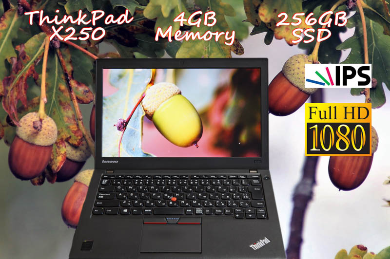 Lenovo ThinkPad X250 i5 4GB SSD(240GB) 画面(fHD IPS 12.5 1920×1080)バッテリ(2基搭載 10h1m)  Bluetooth Win10