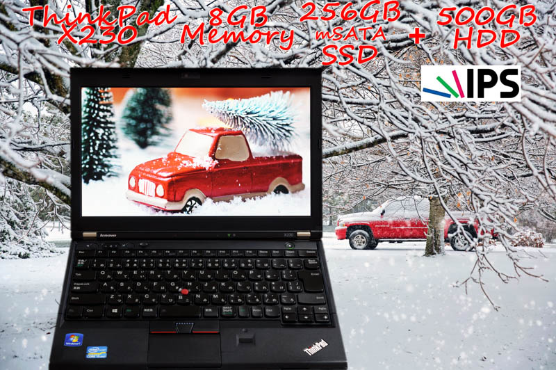 Lenovo ThinkPad X230 i5 8GB SSD(mSATA 256GB)+HDD(500GB) 画面(新品 IPS 12.5) バッテリ(6h3m) カメラ Bluetooth 指紋 Win10