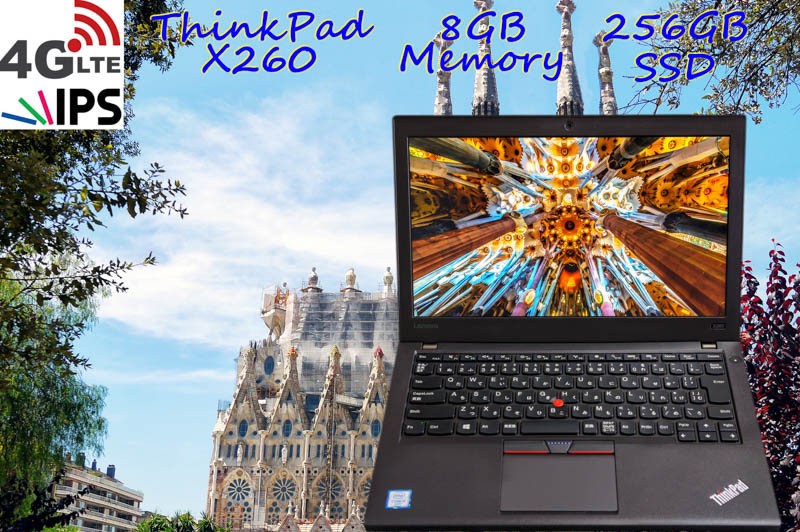 Lenovo ThinkPad X260 i5(6200U) 8GB SSD(新品256GB) 画面(IPS HD 12.5) 4G/LTE(EM7340) バッテリ(2基 12h26m)カメラ Bluetooth 指紋 未使用キーボード  Win10