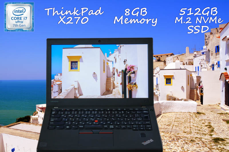 Lenovo ThinkPad X270 i7 8GB  SSD(NVMe 512GB) 画面(HD 12.5) バッテリ(2基 12h19m) Bluetooth カメラ 指紋 Win10