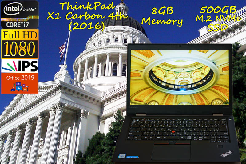 ThinkPad X1 Carbon 2016 i7 8GB SSD(新品NVMe  500GB) 画面(新品fHD IPS 14.0 1920×1080) バッテリ(13h22m)光るKB カメラ Bluetooth 指紋 オフィス2019 Win10