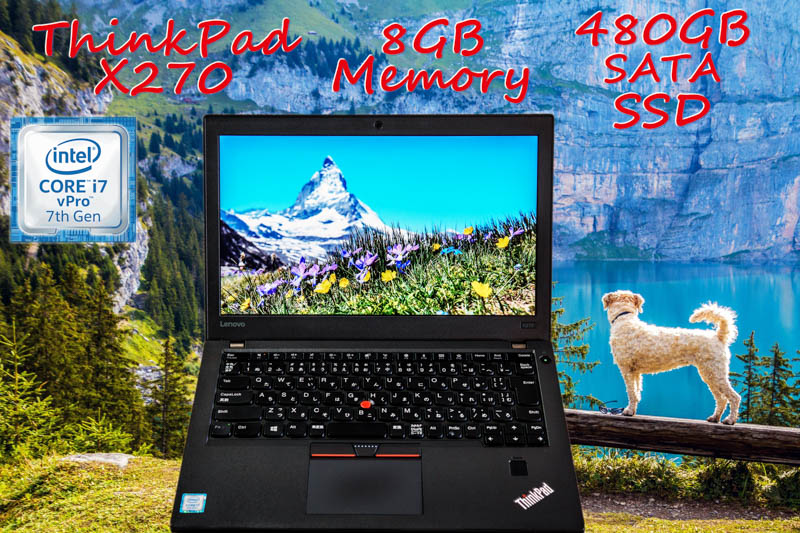 大容量バッテリ ThinkPad X270 i7 8GB, 新品 SATA 480GB SSD, fHD IPS 1920×1080, Bluetooth カメラ 指紋, Win10