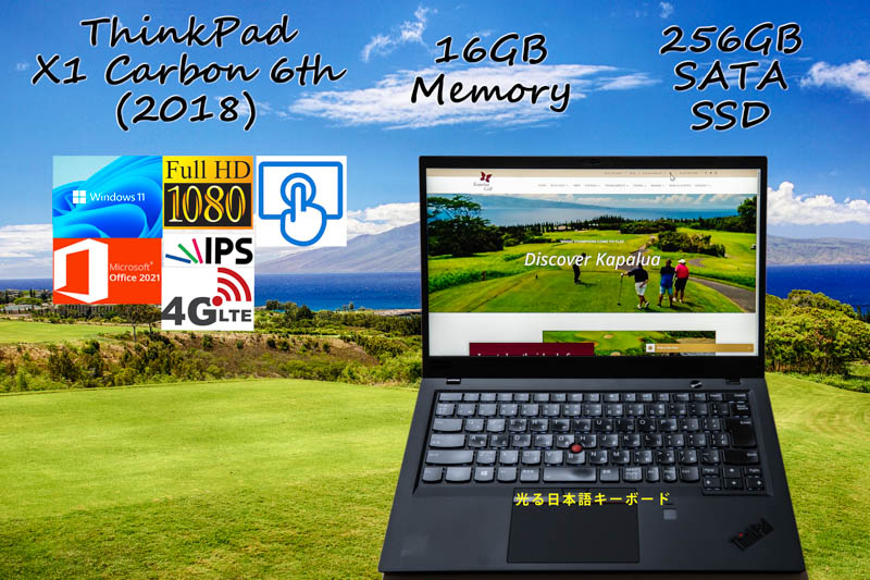 ThinkPad X1 Carbon 6th 2018 i5-8350 16GB,256GB SSD,タッチスクリーン fHD IPS, Sim Free LTE,カメラ Bluetooth 指紋, Office2021 Win11