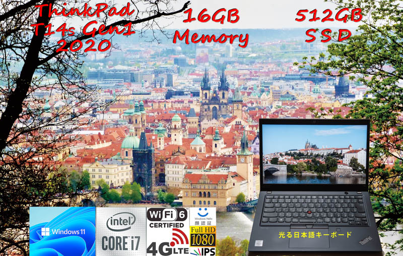 ThinkPad T14s Gen1 i7-10610U 16GB, 超高速 512GB SSD, fHD IPS, LTE SimFree, IR カメラ 顔 指紋 Bluetooth, Windows11/10