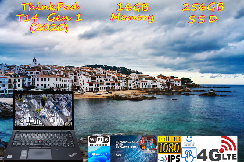 ThinkPad T14 Gen1 2020 i5-10310U 16GB, 256GB SSD, 覗き見防止, 明るく輝くタッチfHD IPS, LTE SimFree, IR 顔 指紋 BT, Windows11/10