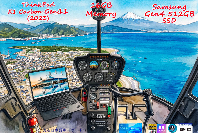 ThinkPad X1 Carbon Gen11 2023 i5-1335U 16GB, Gen4 6900MB/s 512GB, 明るい画面 WUXGA IPS, WiFi6E, 新型指紋 高解像度カメラ BT, Win11