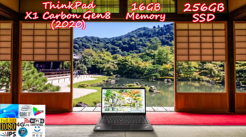 ThinkPad X1 Carbon Gen8 2020 i7-10610U 16GB, Samsung 256GB SSD, sRGB 99% 明るく輝く画面 fHD, LTE SimFree WiFi6, IR 顔 BT, Win11