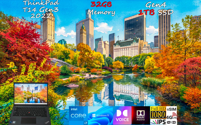 ThinkPad T14 Gen3 2022 Core i7-1265U 32GB, Gen4 1TB SSD, 明るい画面 WUXGA, 4G/LTE eSIM+SimFree WiFi6E 有線, 指紋 BT, Windows11